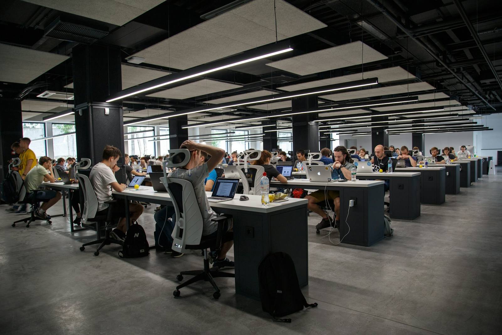 A busy open-plan technology office