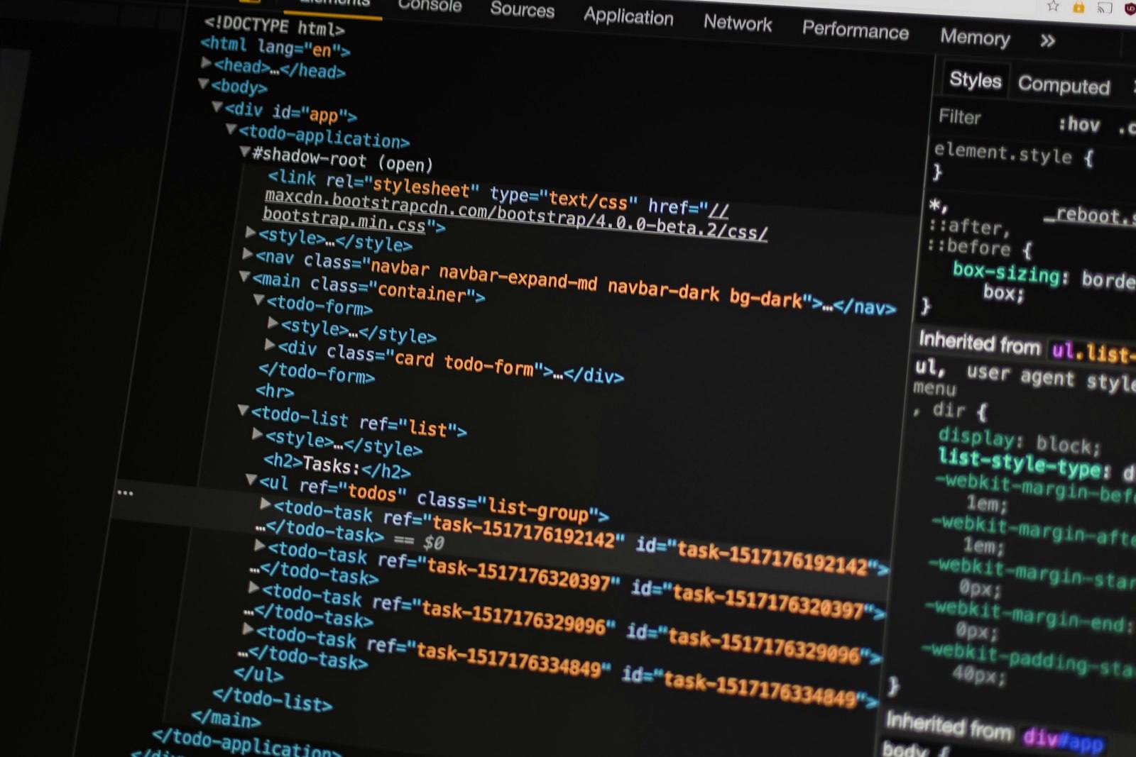 Code under inspection on a developer's display